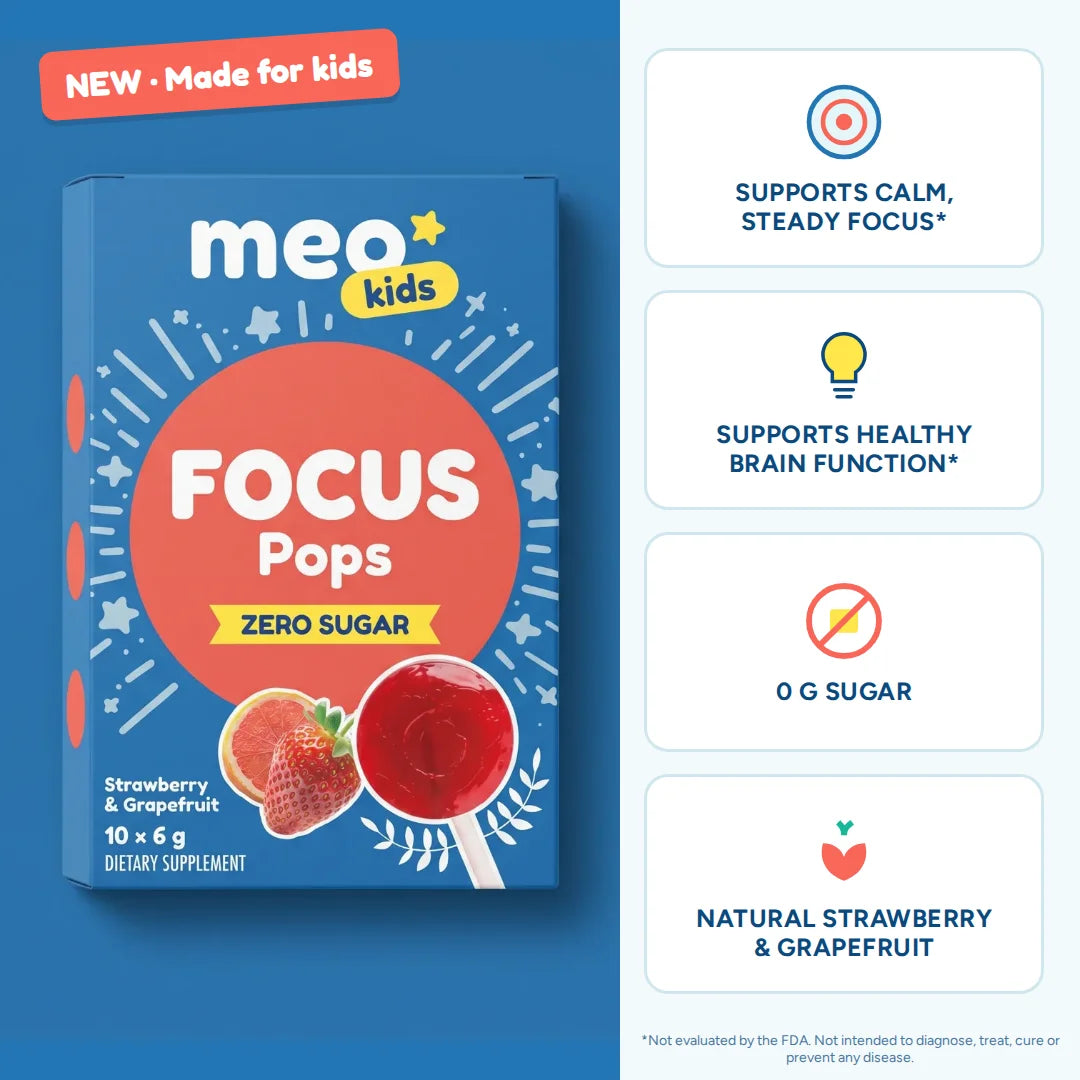 Focus Pops benefits: calm focus, brain function, 0 g sugar, natural fruit flavour